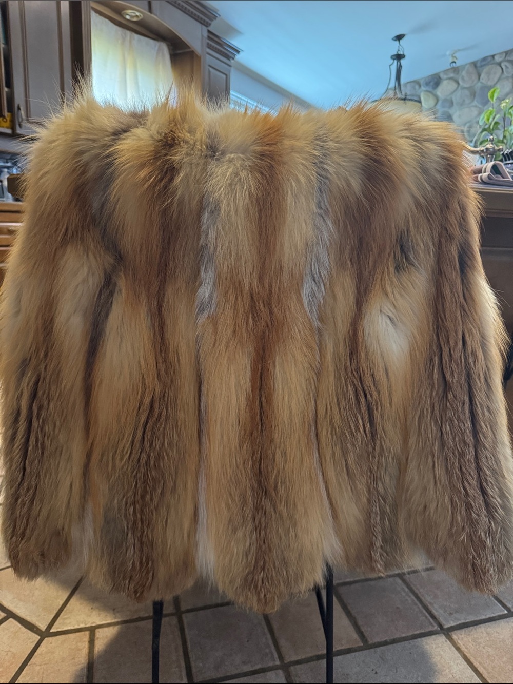 Luxurious vintage real Red Fox tail Fur bolero - Rich Golden Brown